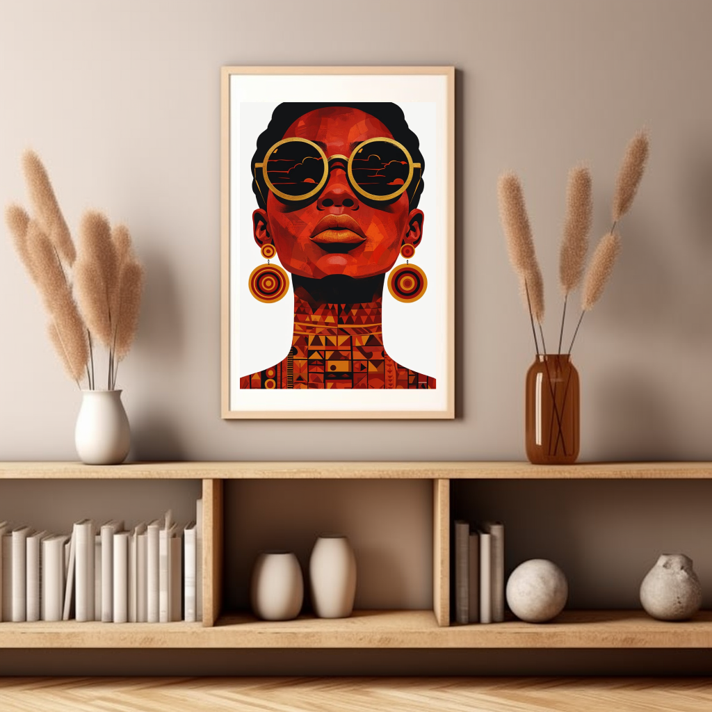 African Woman Retro Portrait | Premium Digital Art Print | amari