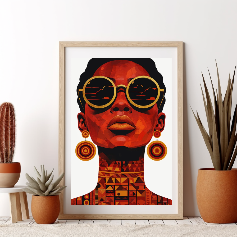 African Woman Retro Portrait | Premium Digital Art Print | amari