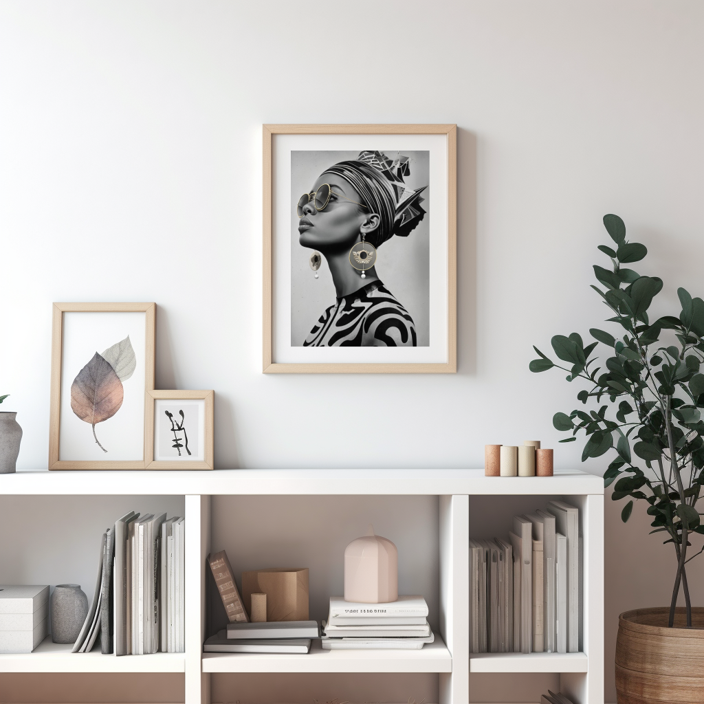 Monochromatic African Woman Portrait | Digital Art Print | amari