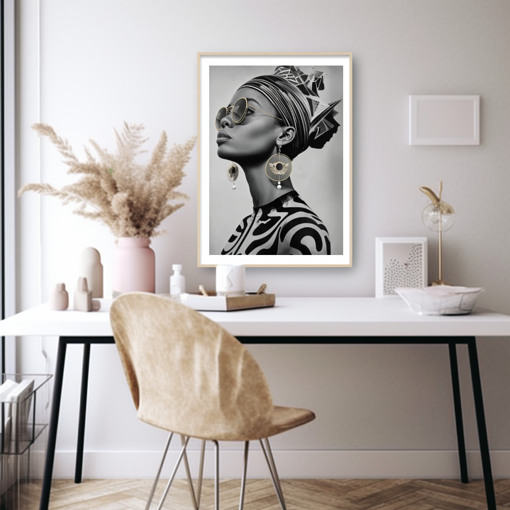 Monochromatic African Woman Portrait | Digital Art Print | amari