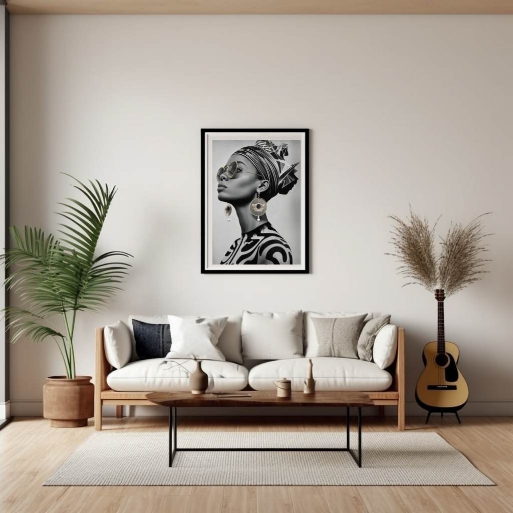 Monochromatic African Woman Portrait | Digital Art Print | amari