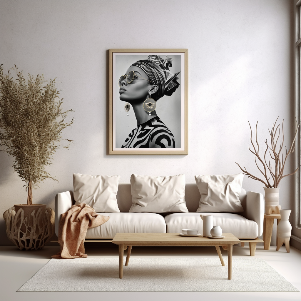 Monochromatic African Woman Portrait | Digital Art Print | amari