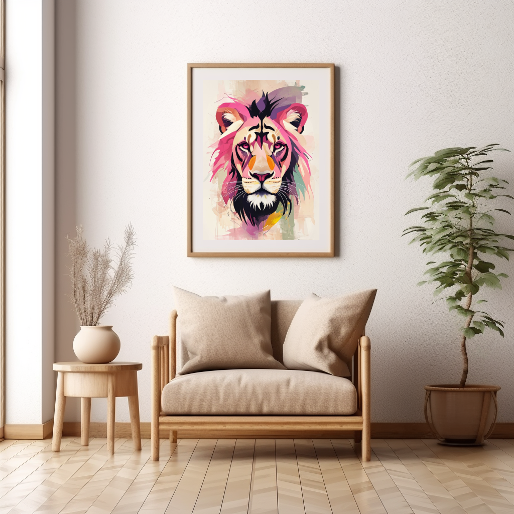 Colorful Lion Portrait | Premium Digital Art Print | amari