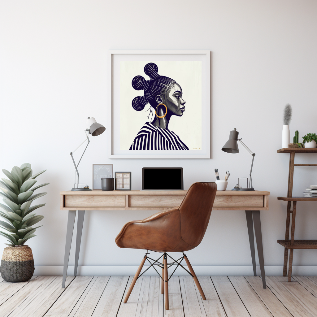 African Woman Profile Portrait | Premium Digital Art Print | amari